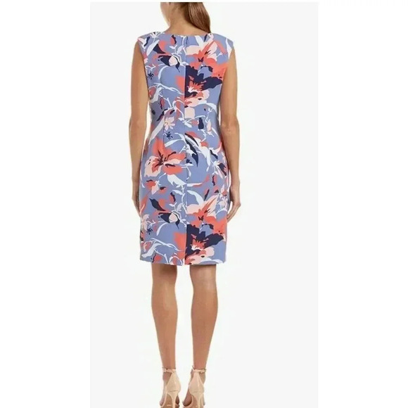 Adianna Papell Blue Blush Pink Faux Wrap Dress Size 8 Workwear, cocktail wedding - Picture 2 of 8